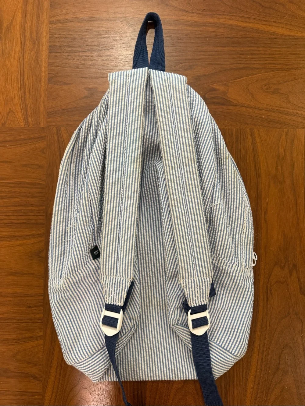 Personalized Navy Seersucker Backpack for kids - James